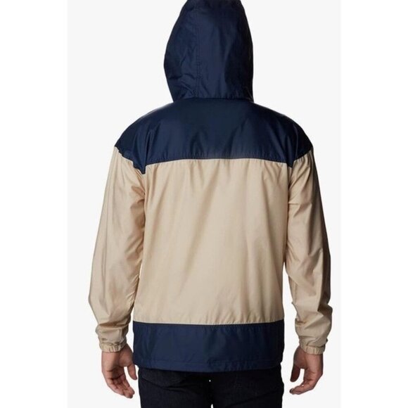Columbia Sz M Jacket Mens Flash Challenger Windbreaker Beige Blue UPF 40 Outdoor - Picture 2 of 8